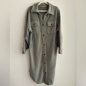 We The Free Ruby Oversized Shirt Jacket, Size XS, Olive Green